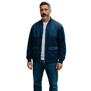 Beretta Men's Victory Fleece Shooting Jacket Hunting 2 Ways Zip Up Navy Blue XL